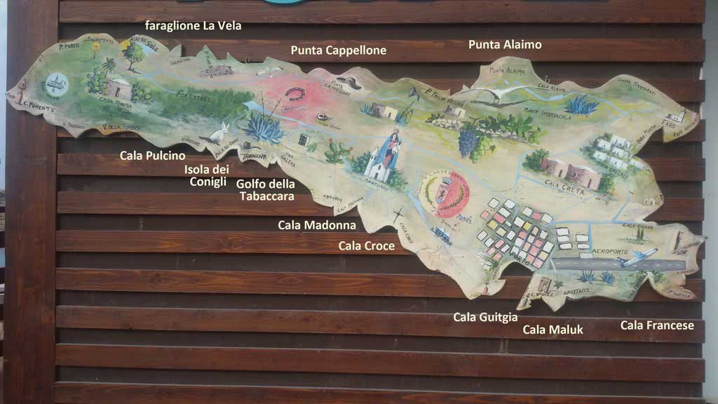 Mappa dell'isola di Lampedusa